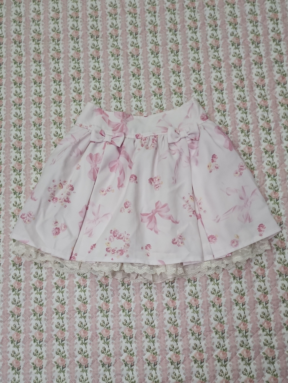 LIZ LISA 🎀 Pink Floral Bow Mini Skirt Skort